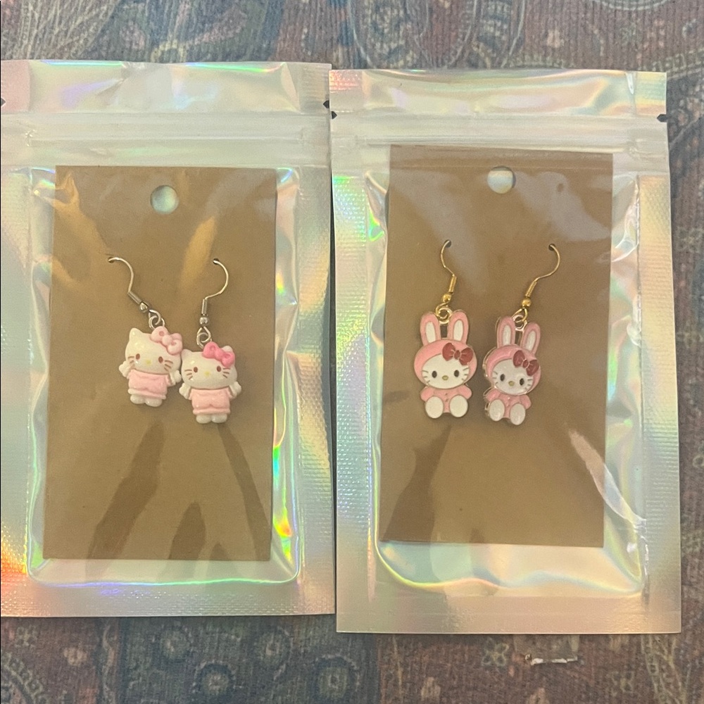 Two pairs of cute fun hello kitty earrings